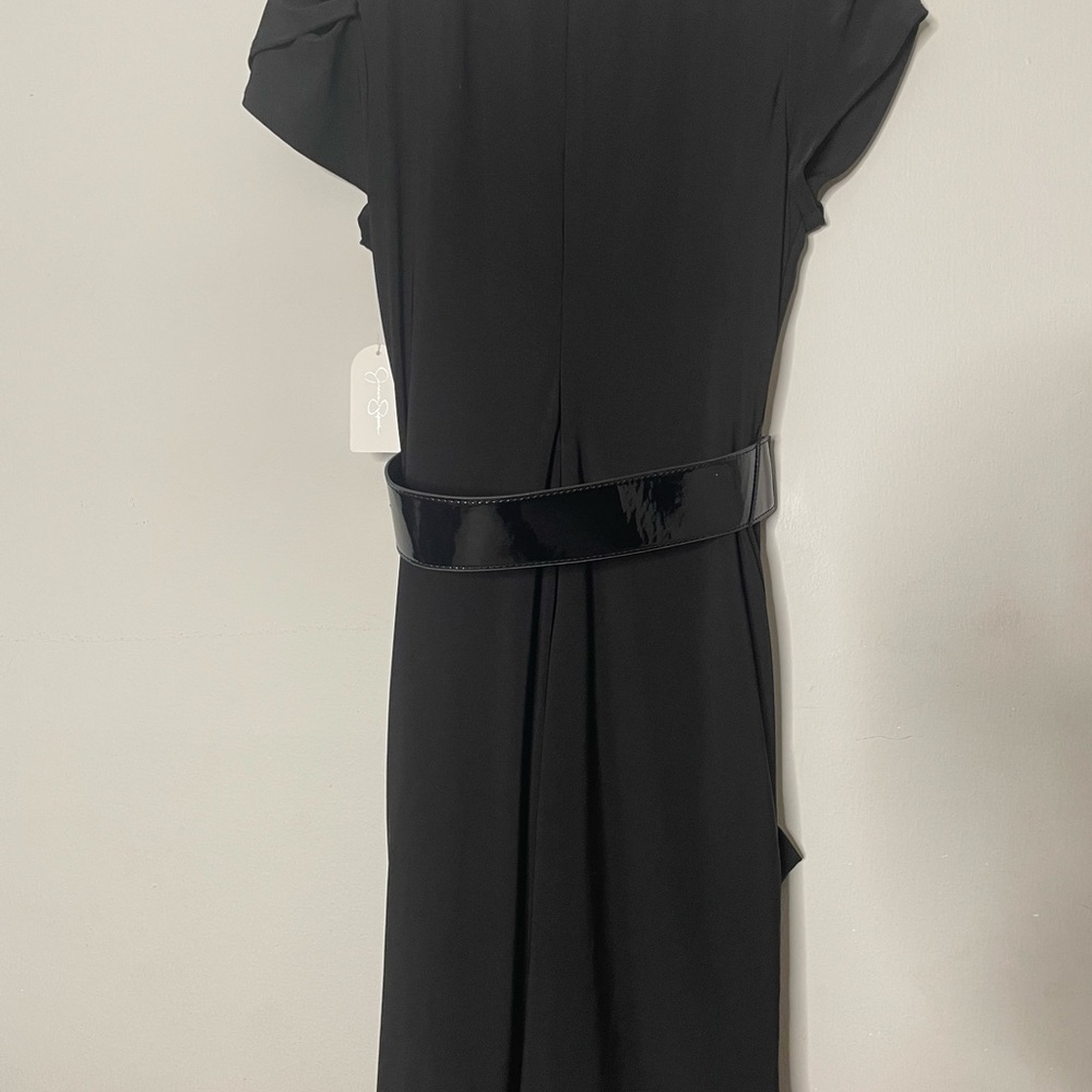 NWT Jessica Simpson Black Midi Dress with Belt Size 2 - Picture 9 of 10
